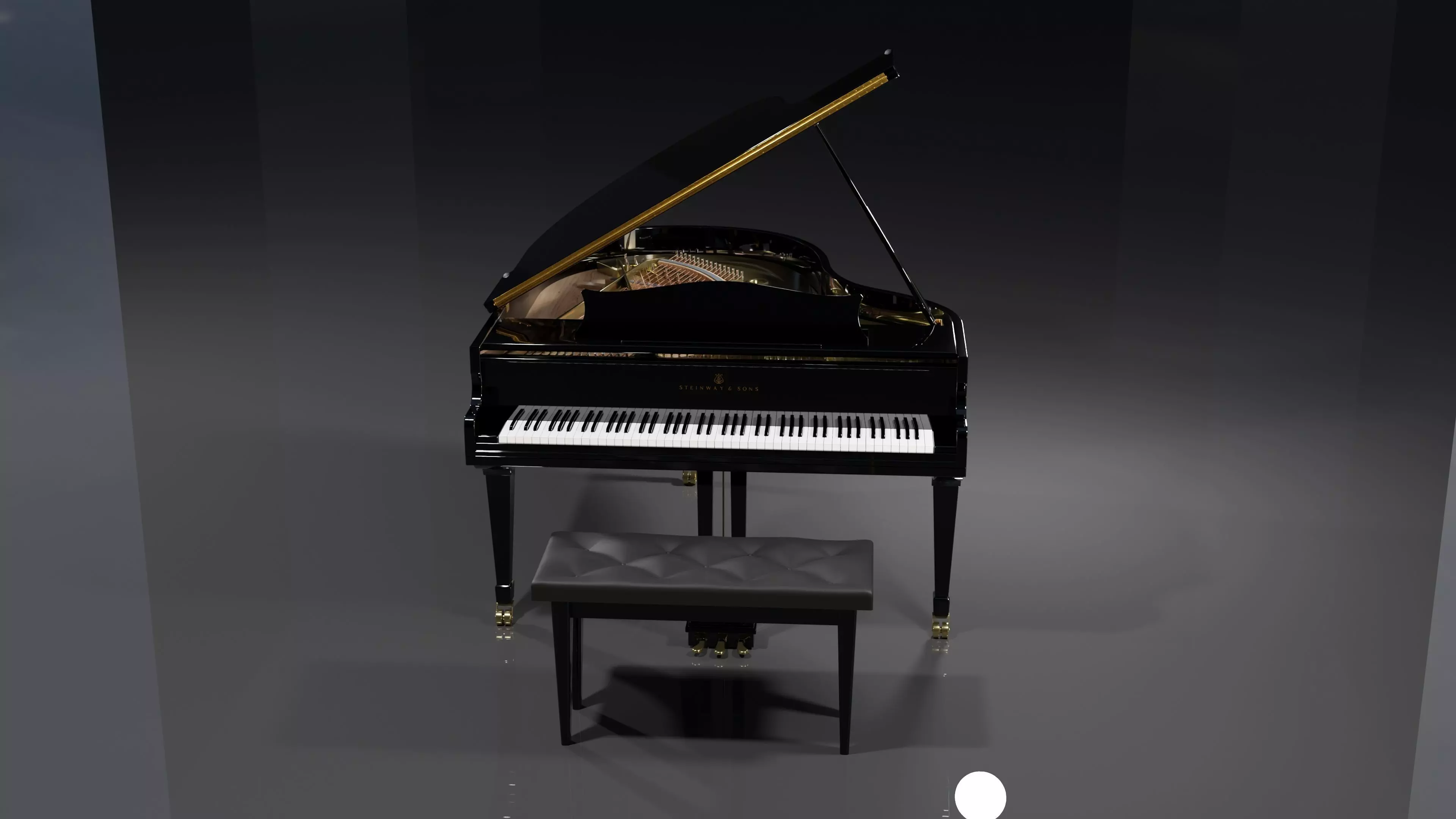 Realistic piano grand Low-poly 3D model_0