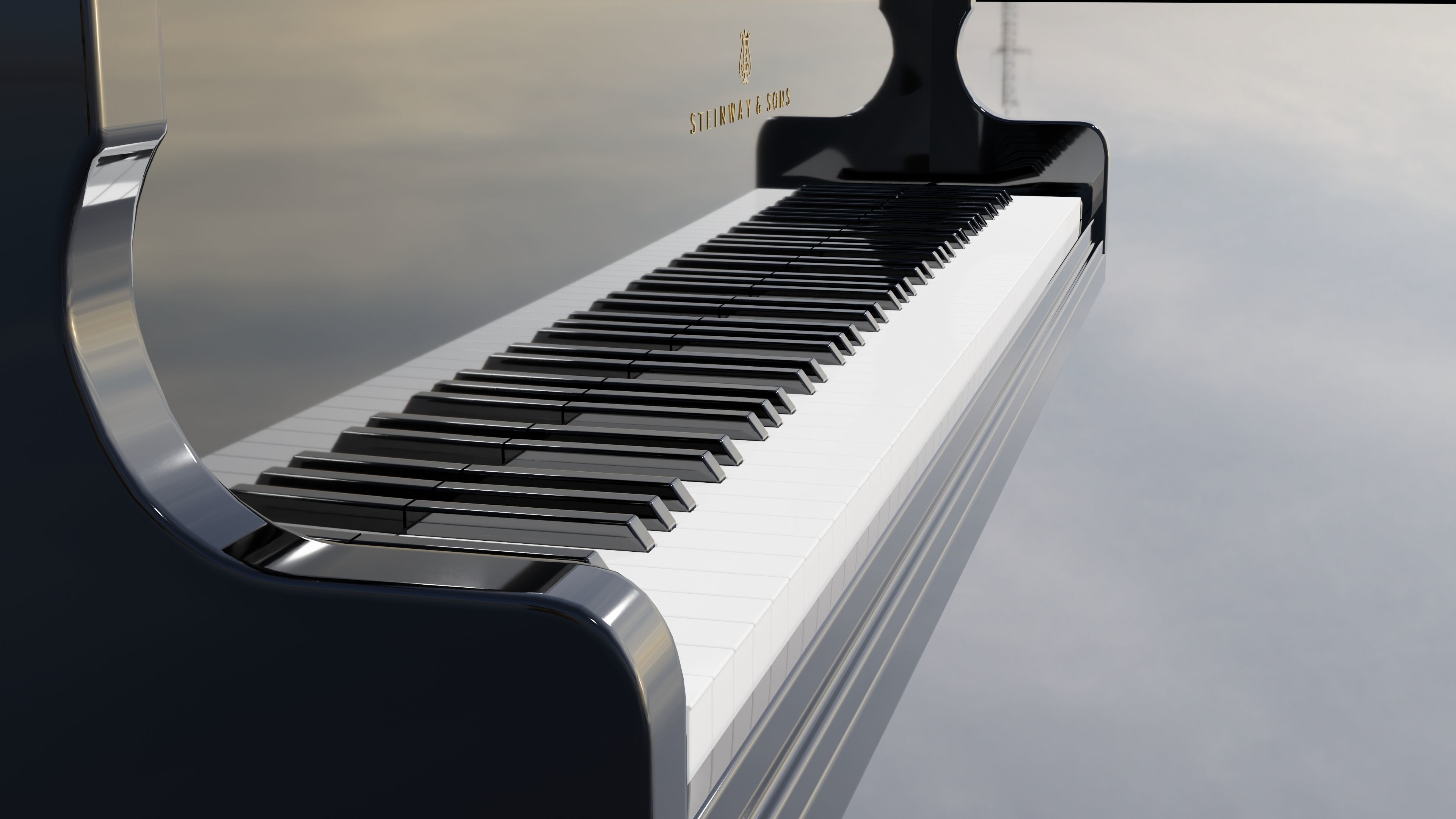 Realistic piano grand Low-poly 3D model_1