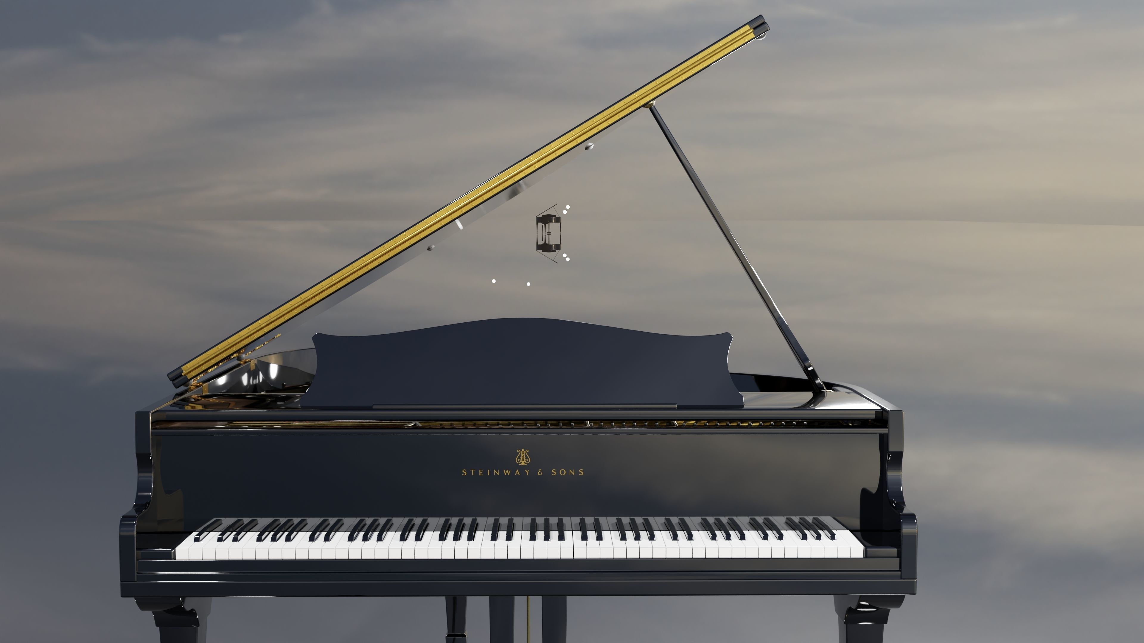 Realistic piano grand Low-poly 3D model_2