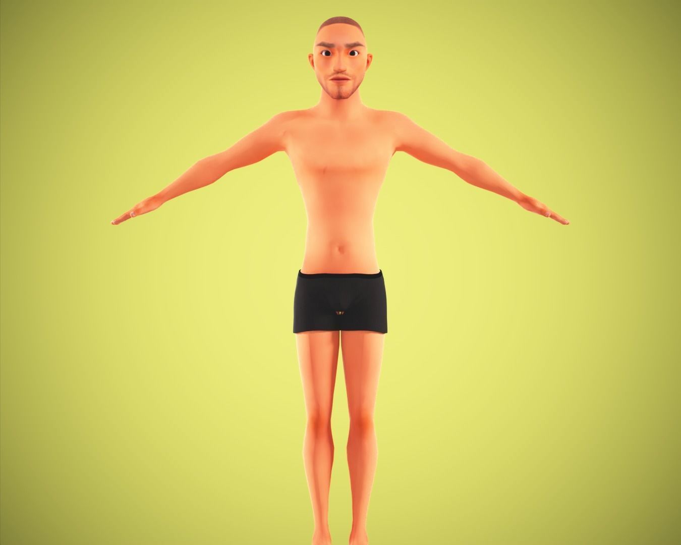 Cartoon man rigged Low-poly 3D model_3