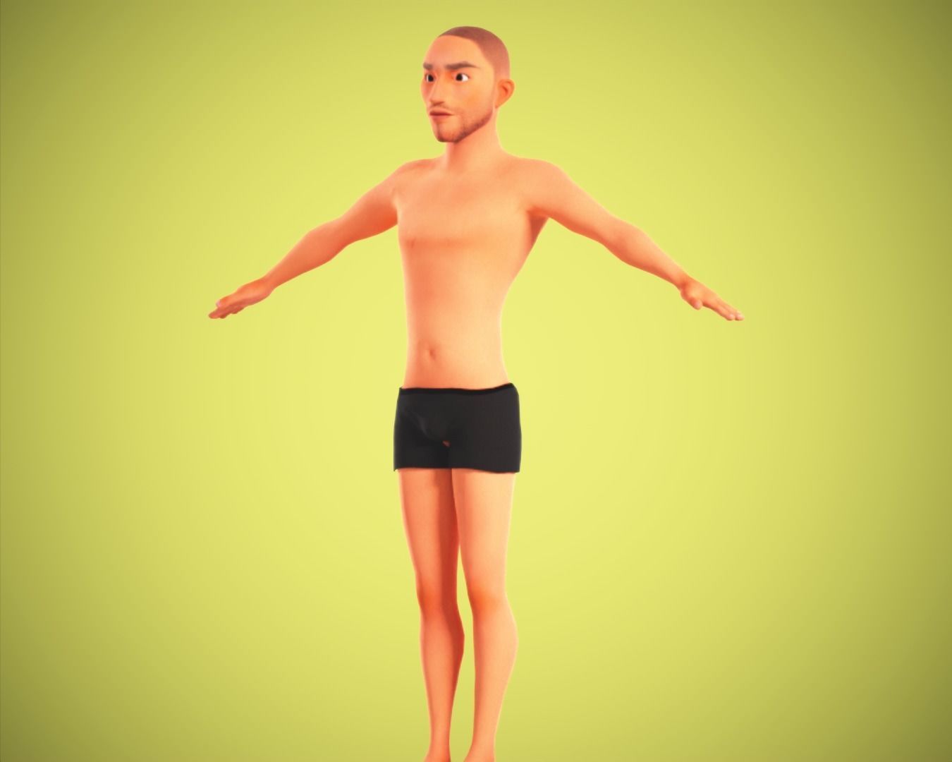 Cartoon man rigged Low-poly 3D model_7