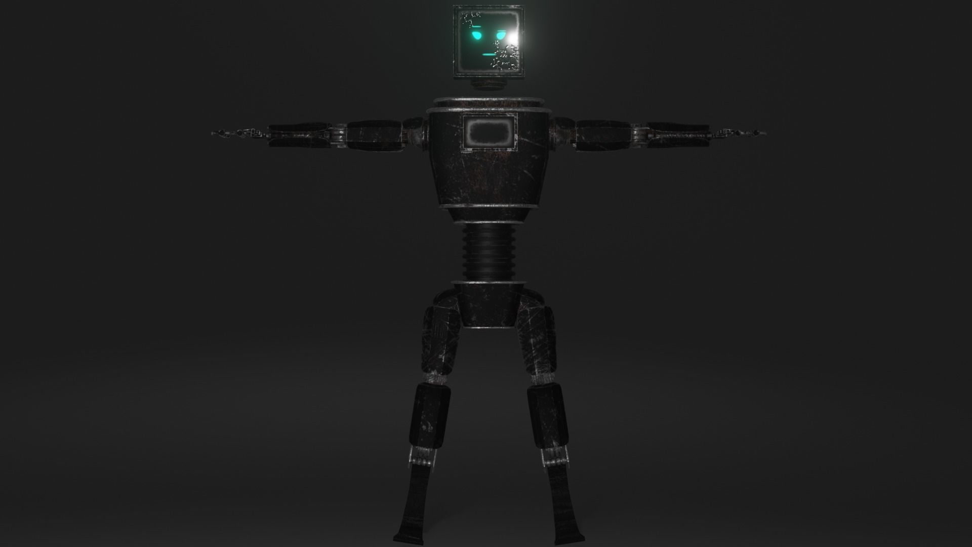 Old Damaged Robot PBR Low-Poly GameReady Model Low-poly 3D model_1
