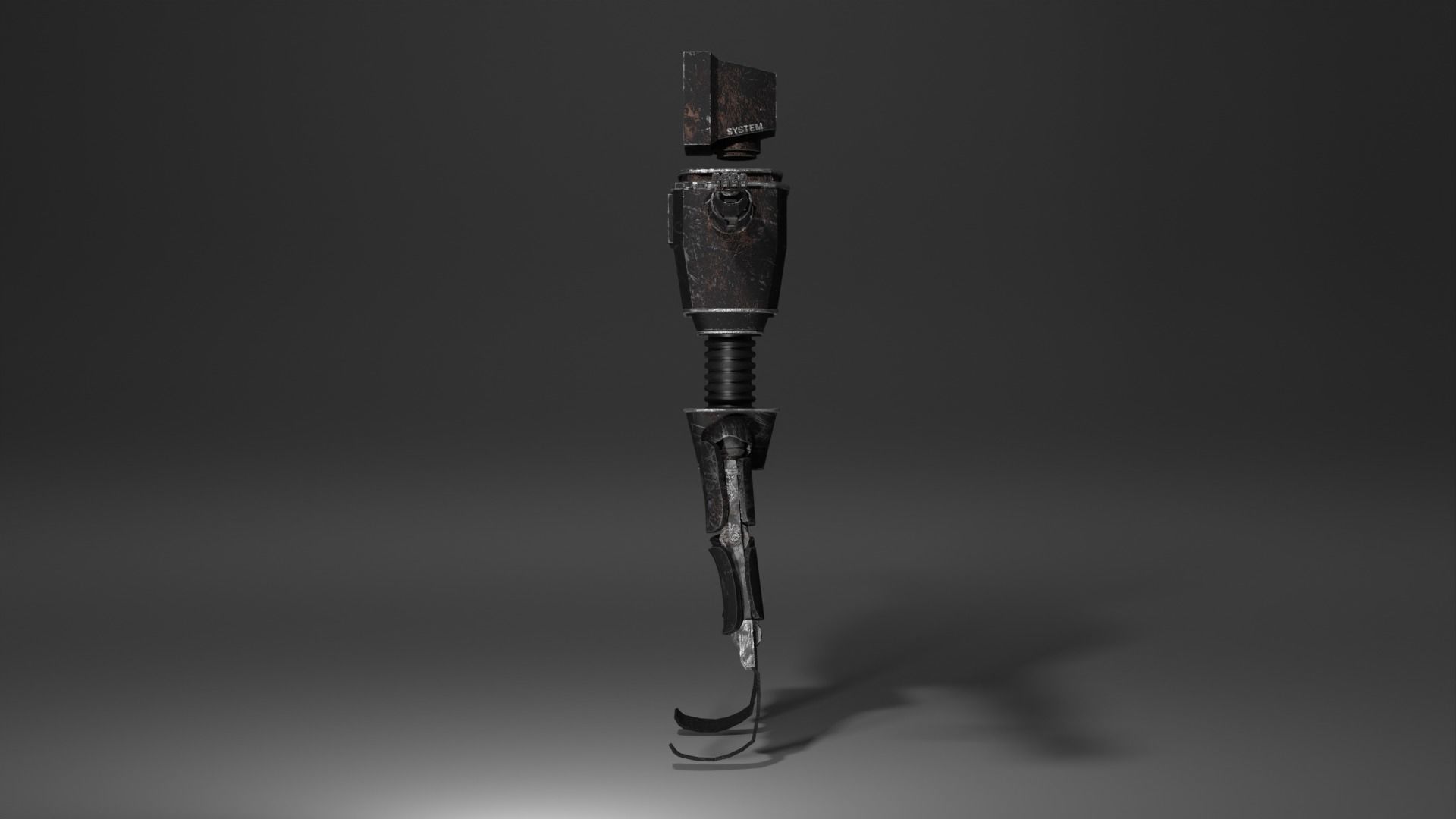 Old Damaged Robot PBR Low-Poly GameReady Model Low-poly 3D model_4