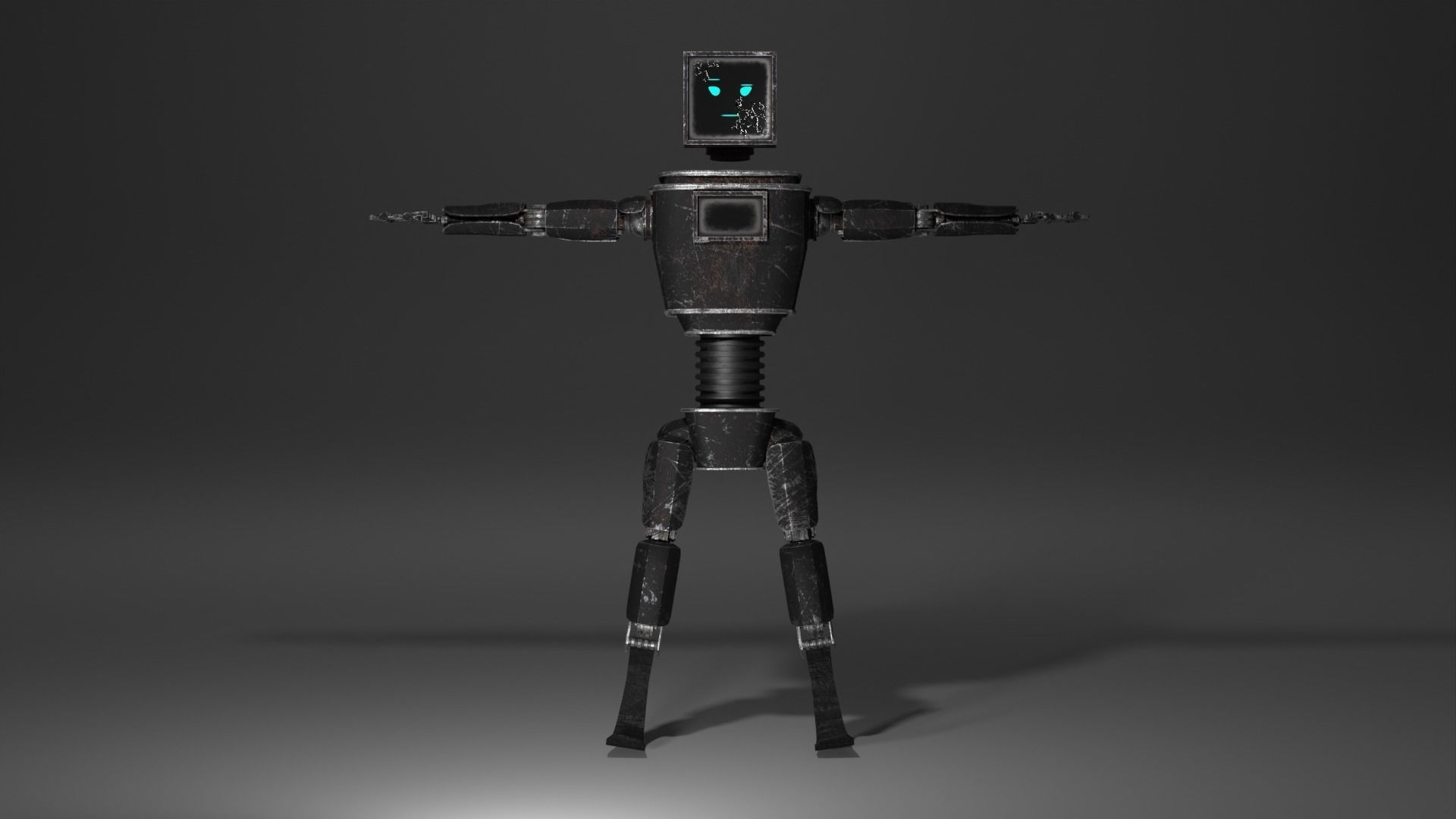 Old Damaged Robot PBR Low-Poly GameReady Model Low-poly 3D model_2