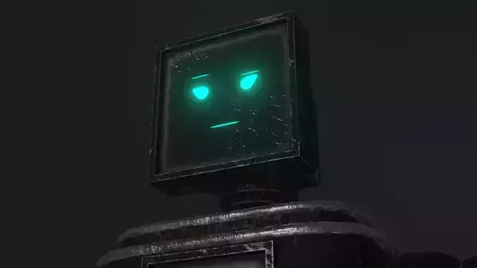 Old Damaged Robot PBR Low-Poly GameReady Model