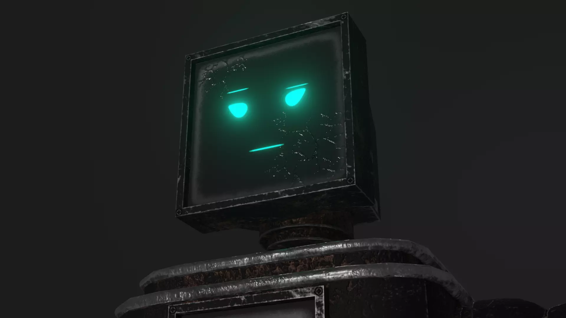 Old Damaged Robot PBR Low-Poly GameReady Model Low-poly 3D model_0