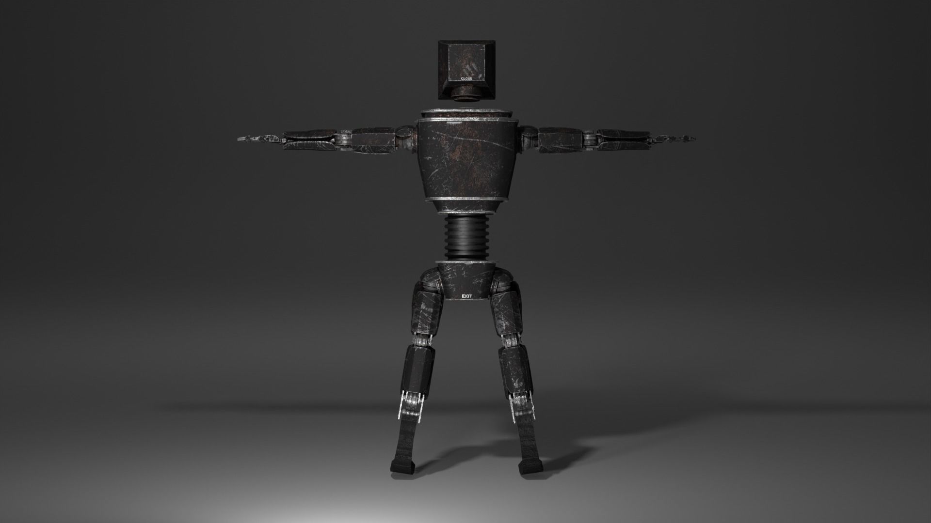 Old Damaged Robot PBR Low-Poly GameReady Model Low-poly 3D model_3