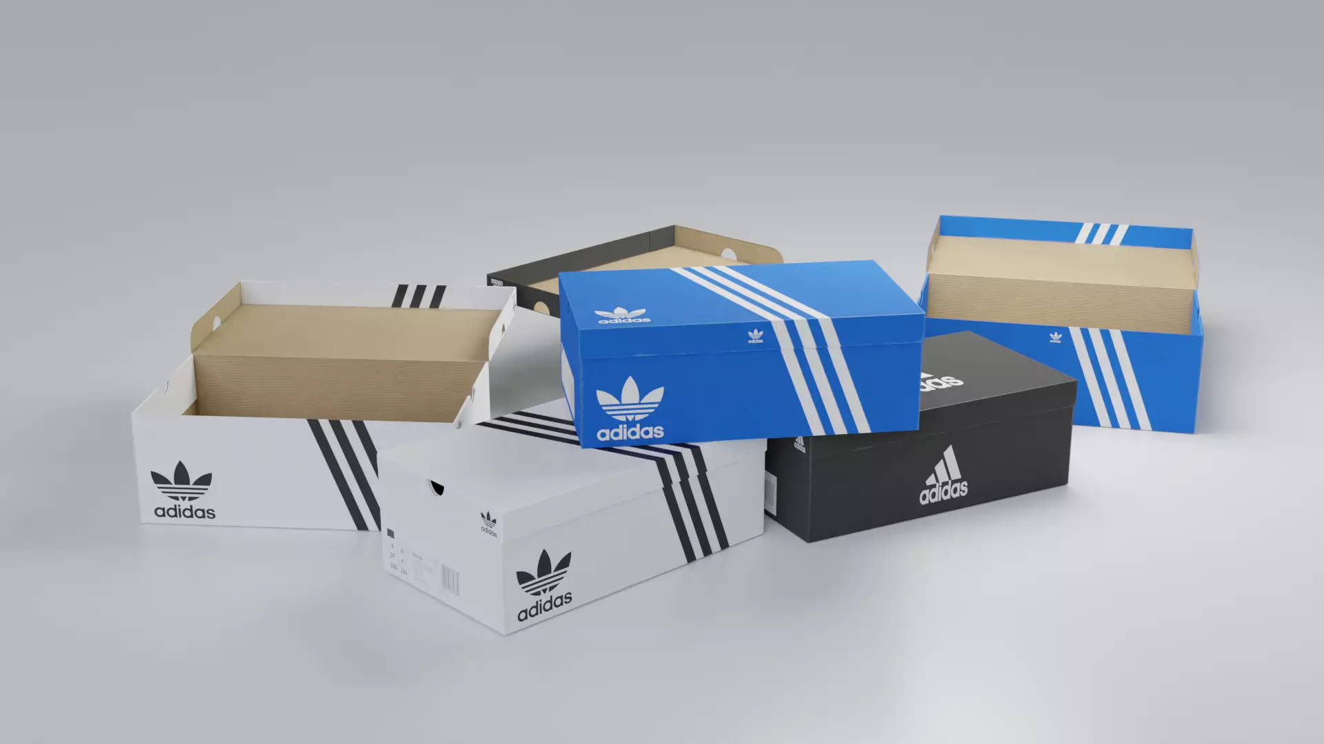 Adidas Shoe Box Set with 4K textures Low-poly 3D model_0