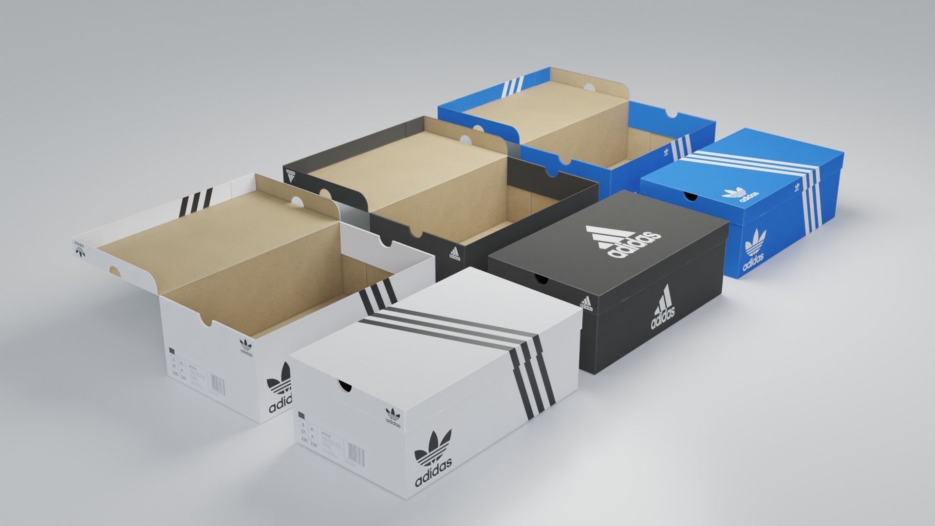 Adidas Shoe Box Set with 4K textures Low-poly 3D model_1