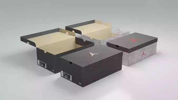 Jordans Shoe Box Set with 4K Textures Low-poly 3D model
