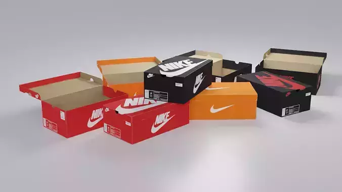 Nike Shoe Box Set with 4K textures Low-poly 3D model