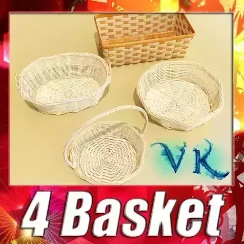 Wicker basket collection 4 items