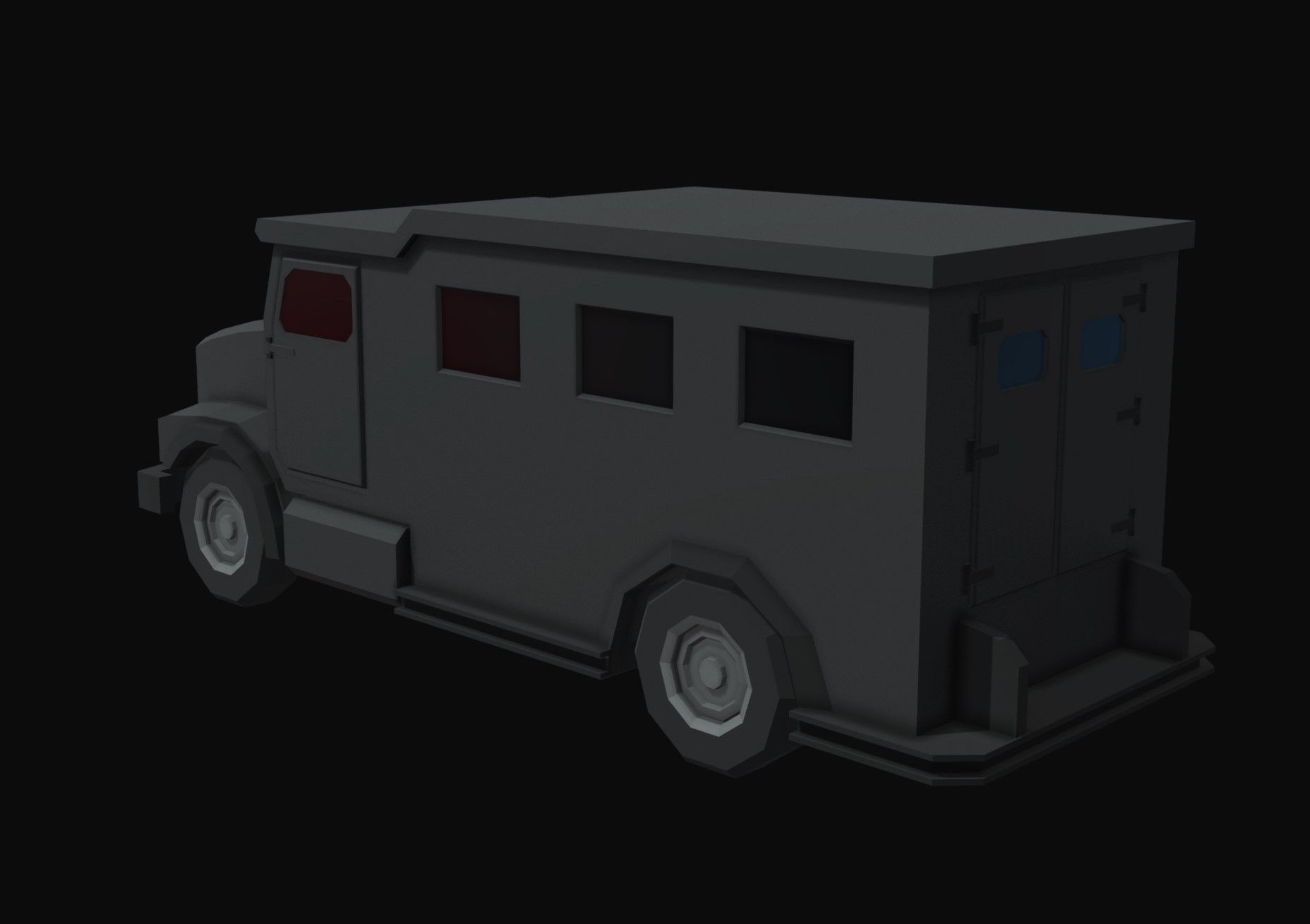 Swat Van Low Poly Low-poly 3D model_3