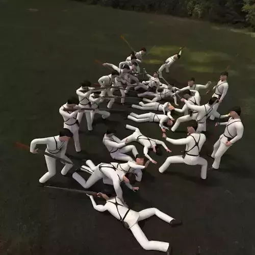 1800 Civil War soldiers Vray  30 diferent pose soldiers  Low-poly 3D model