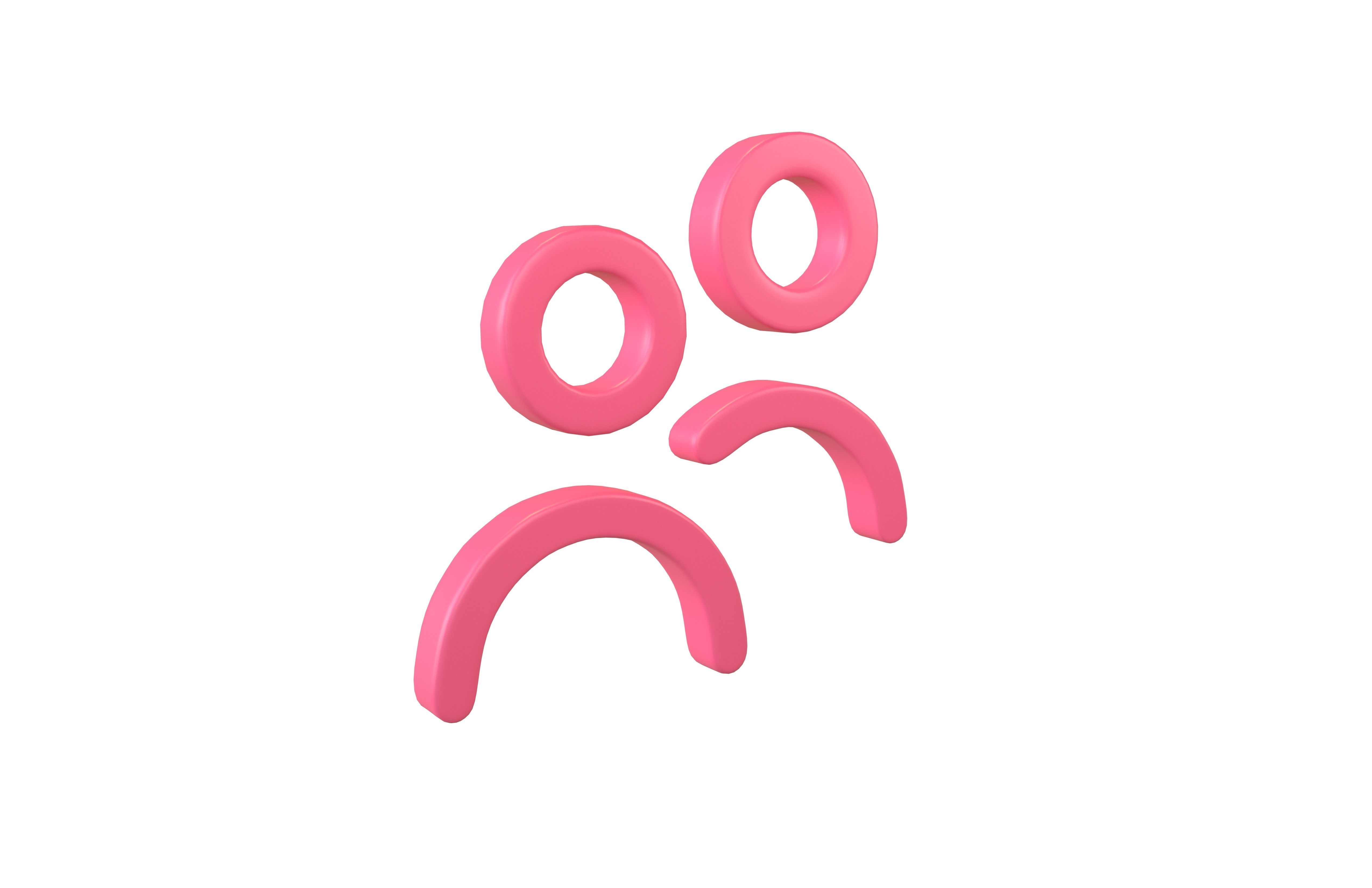 Users Symbol V1 004 Low-poly 3D model_1