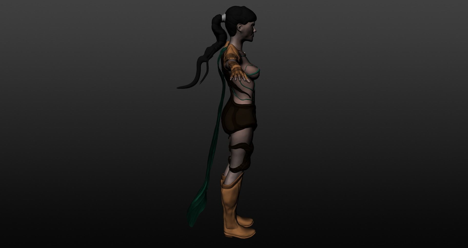 Warrior woman 3D model_2
