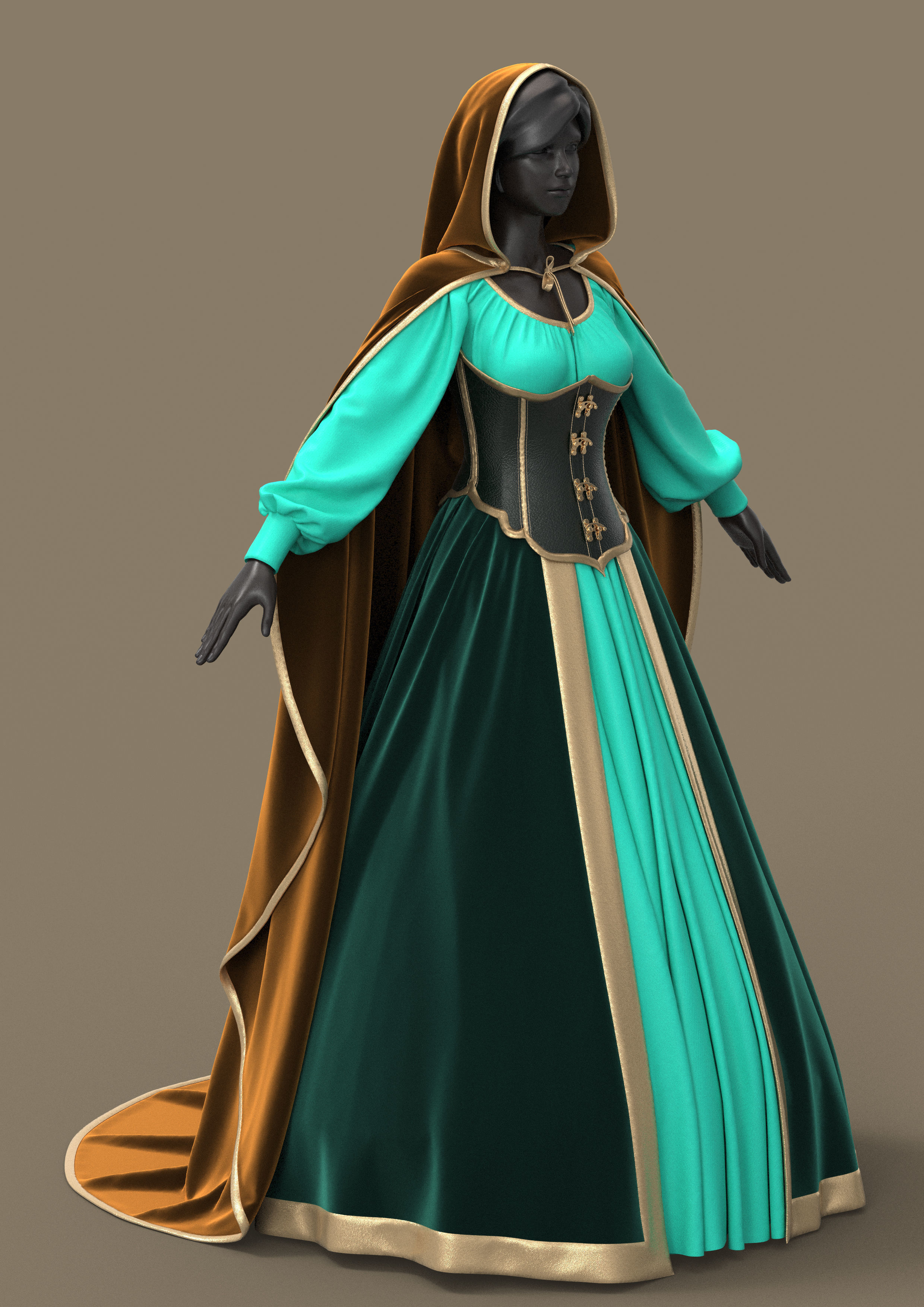 Historical Dress 3D model_4
