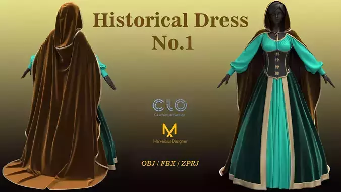 Historical Dress 3D model