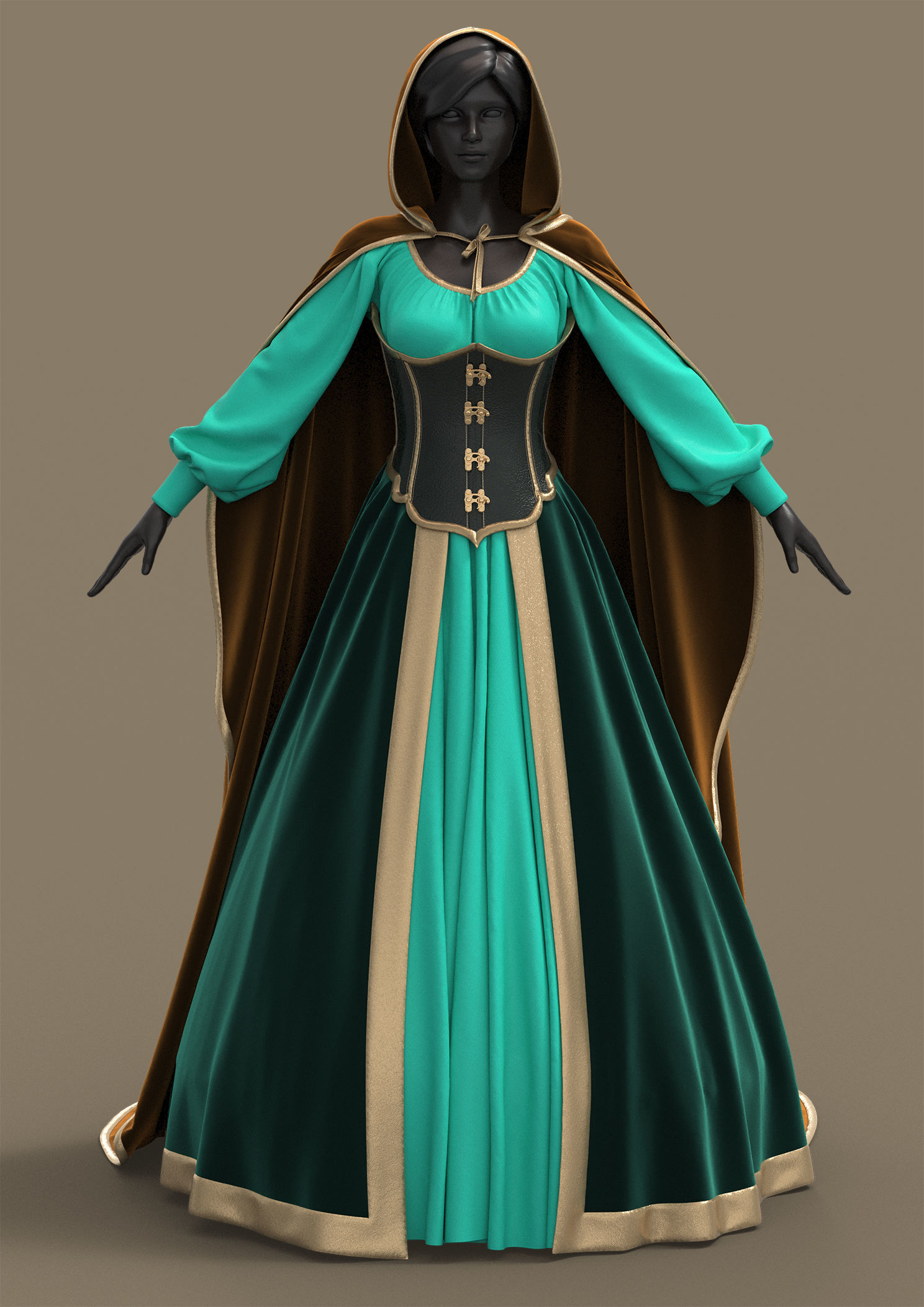 Historical Dress 3D model_5