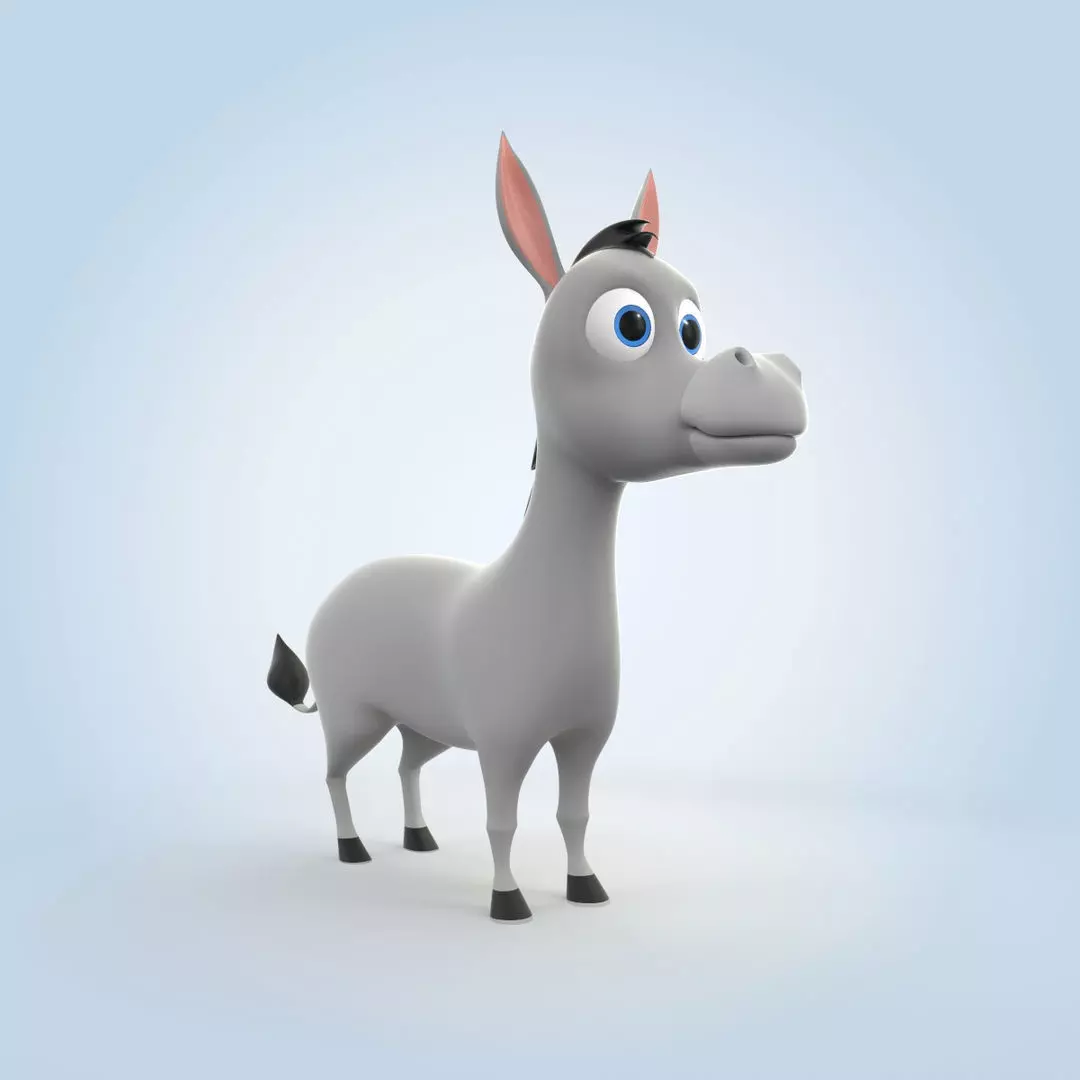 Donkey cartoon 3D model_0