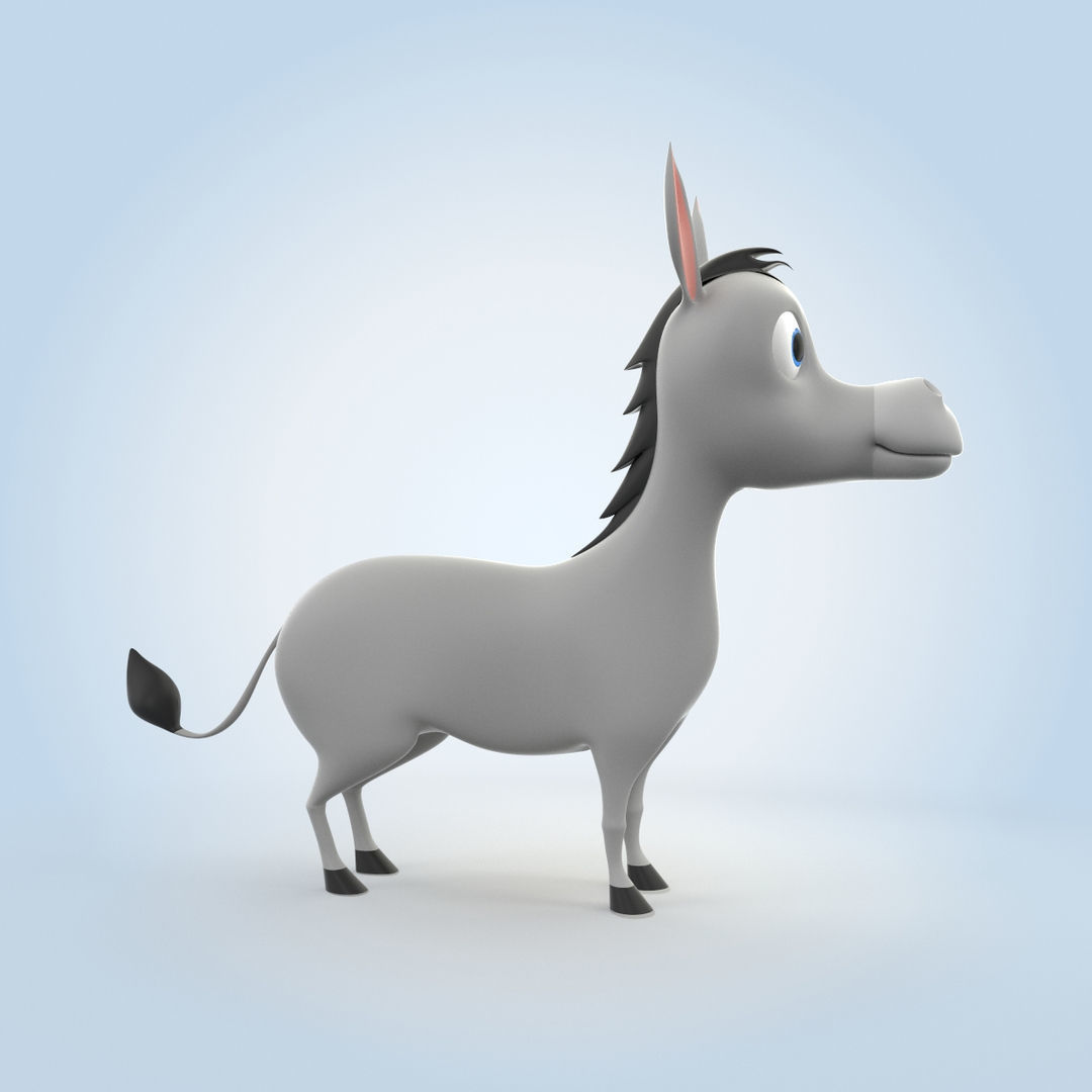 Donkey cartoon 3D model_1