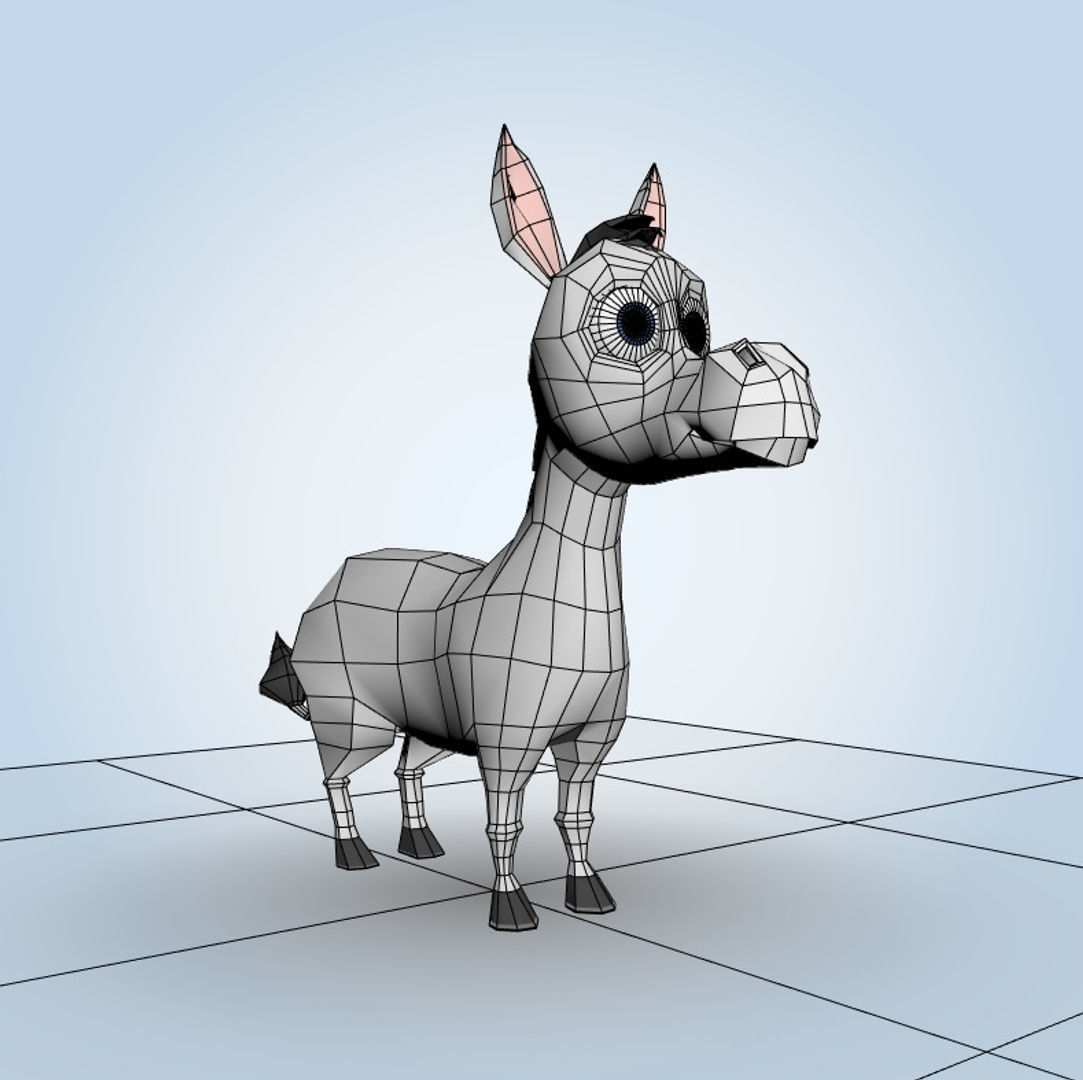 Donkey cartoon 3D model_5