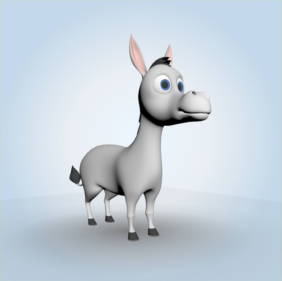 Donkey cartoon 3D model_4