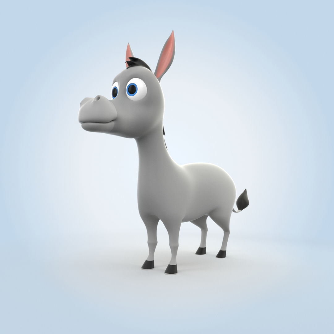 Donkey cartoon 3D model_3