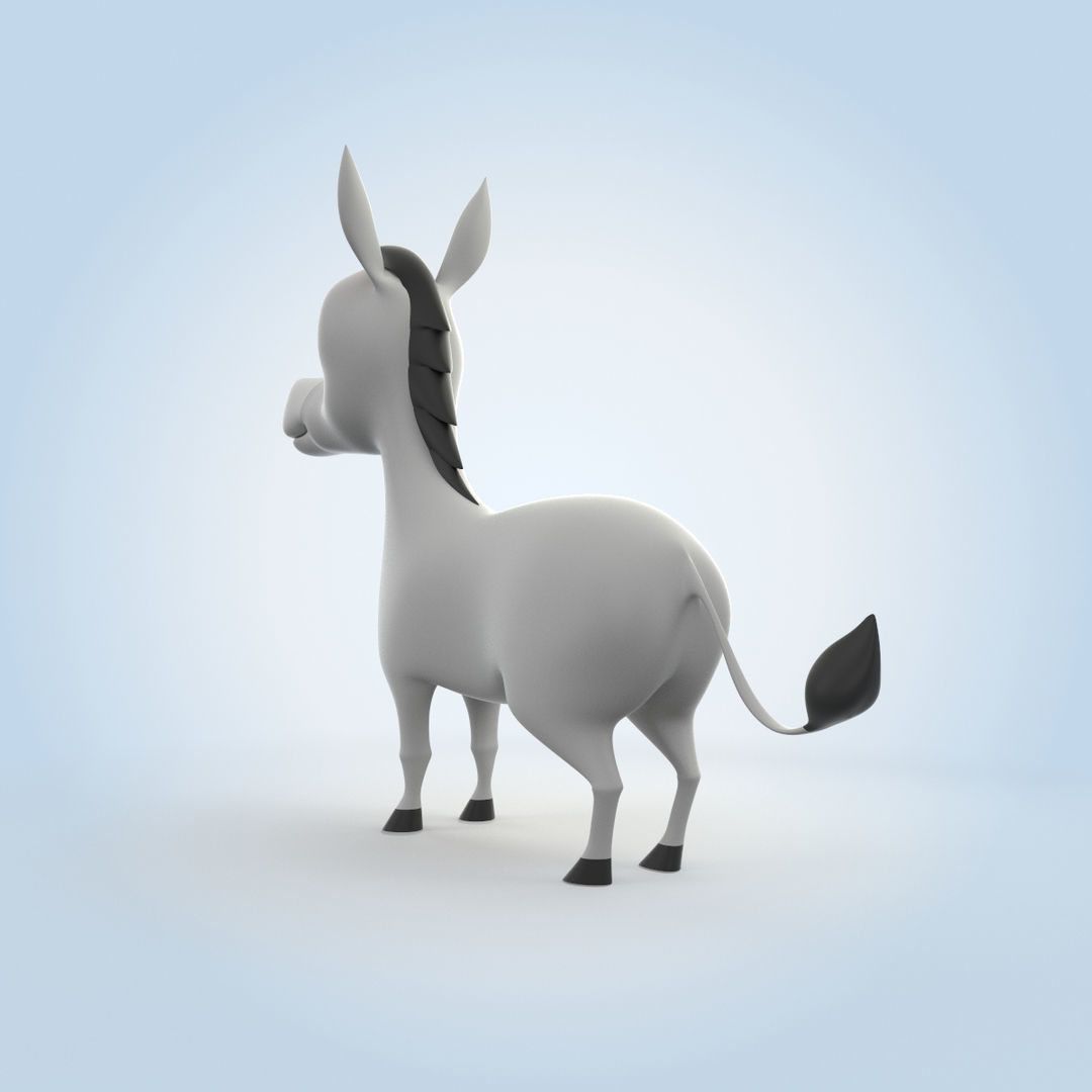 Donkey cartoon 3D model_2
