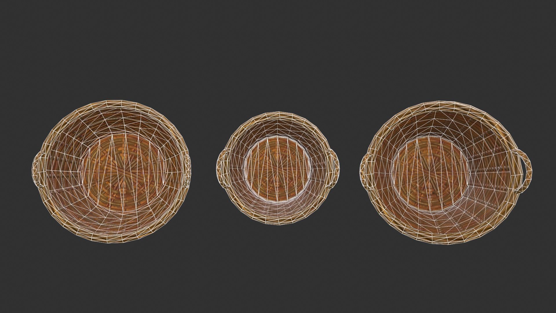 Woven Baskets Low-poly 3D model_8