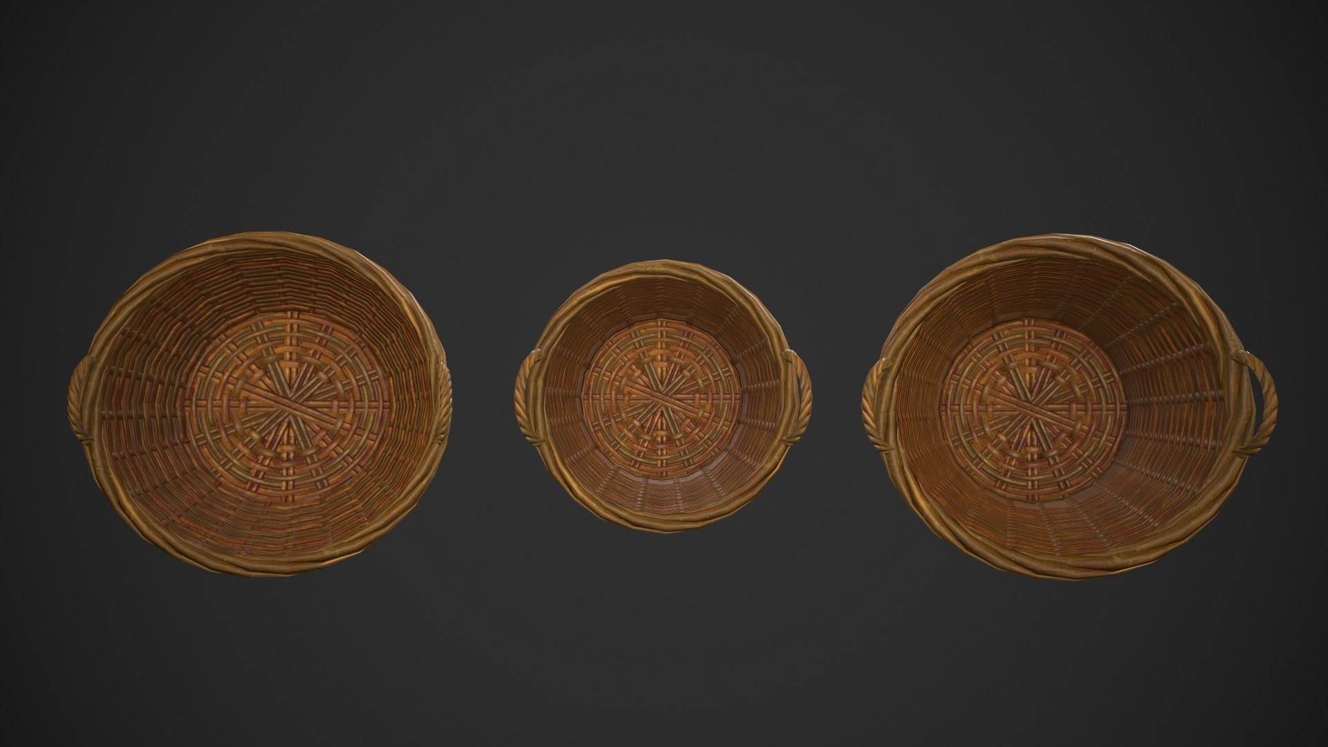 Woven Baskets Low-poly 3D model_7