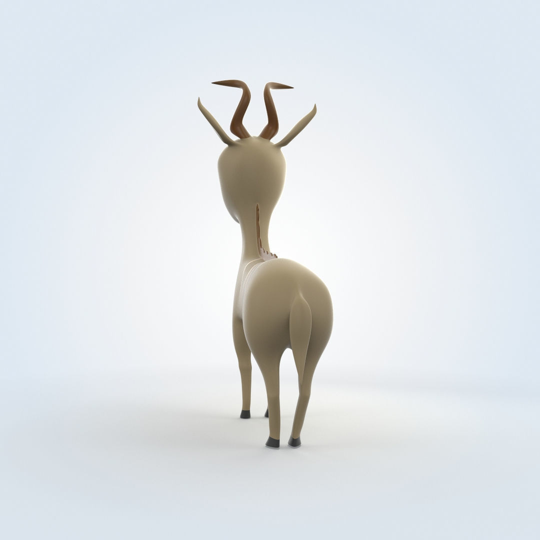 Cartoon Kudu 3D model_3