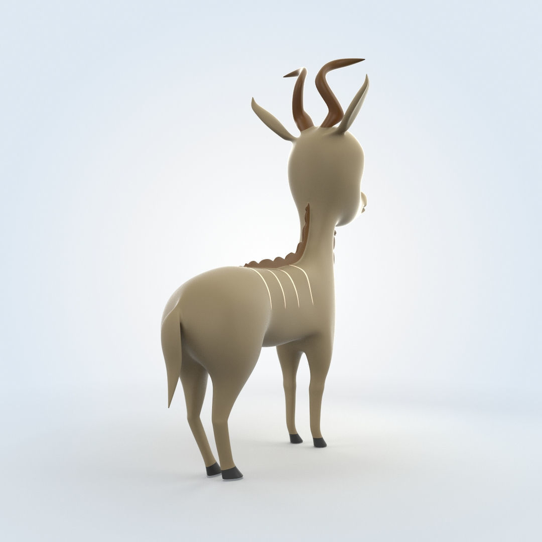 Cartoon Kudu 3D model_2