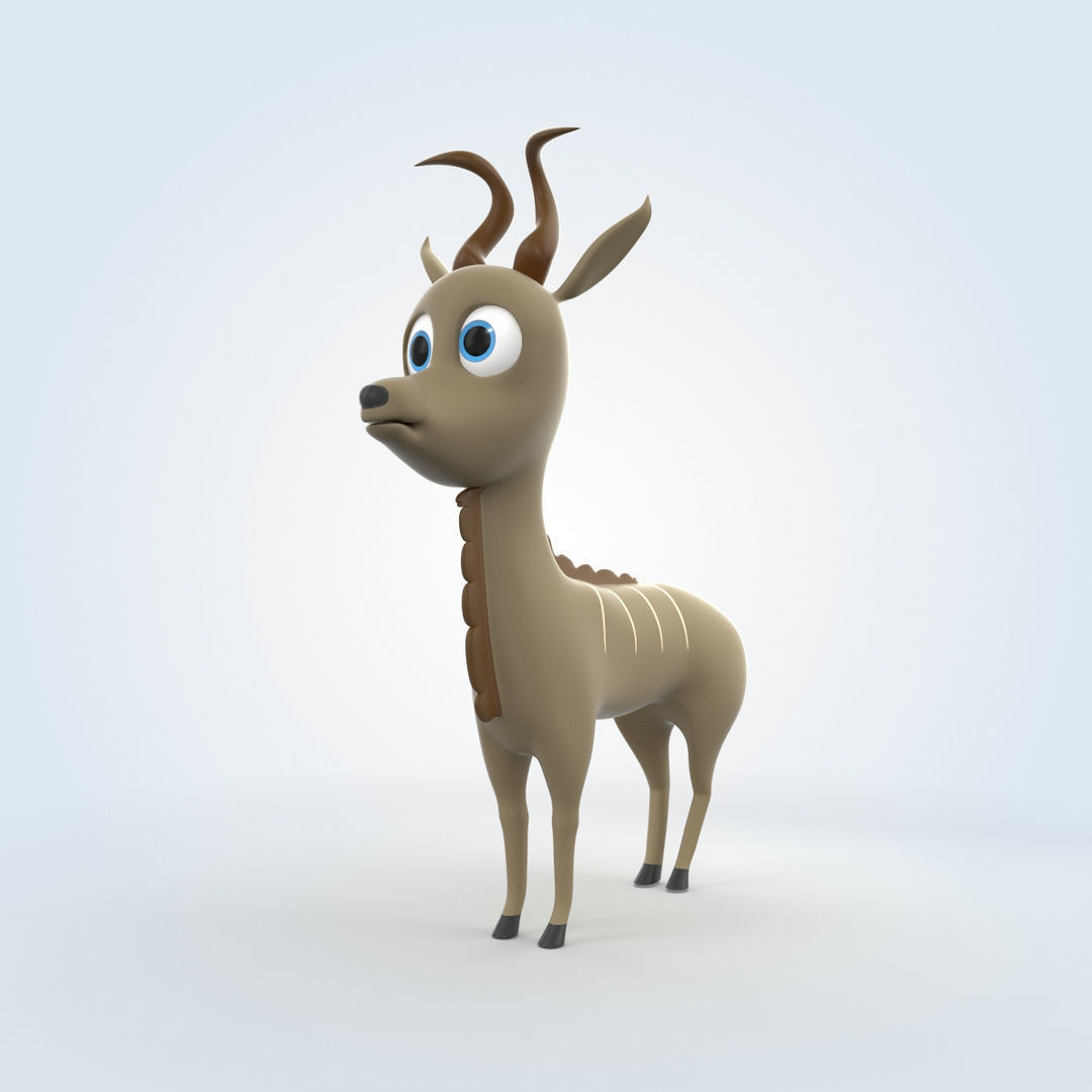 Cartoon Kudu 3D model_4
