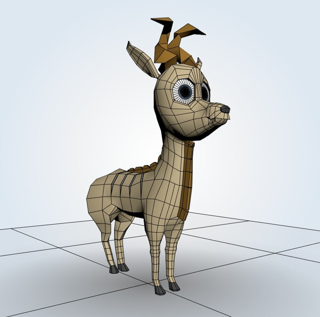Cartoon Kudu 3D model_5