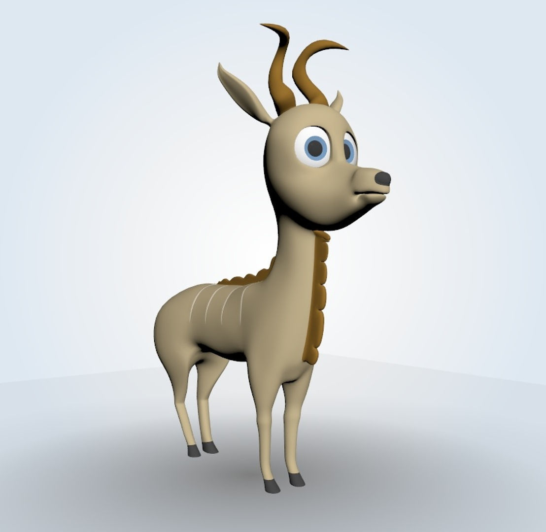 Cartoon Kudu 3D model_6