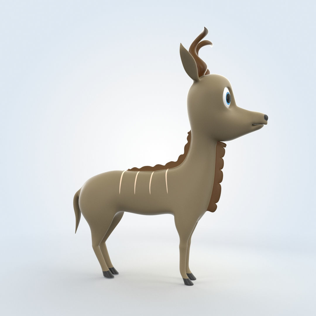 Cartoon Kudu 3D model_1