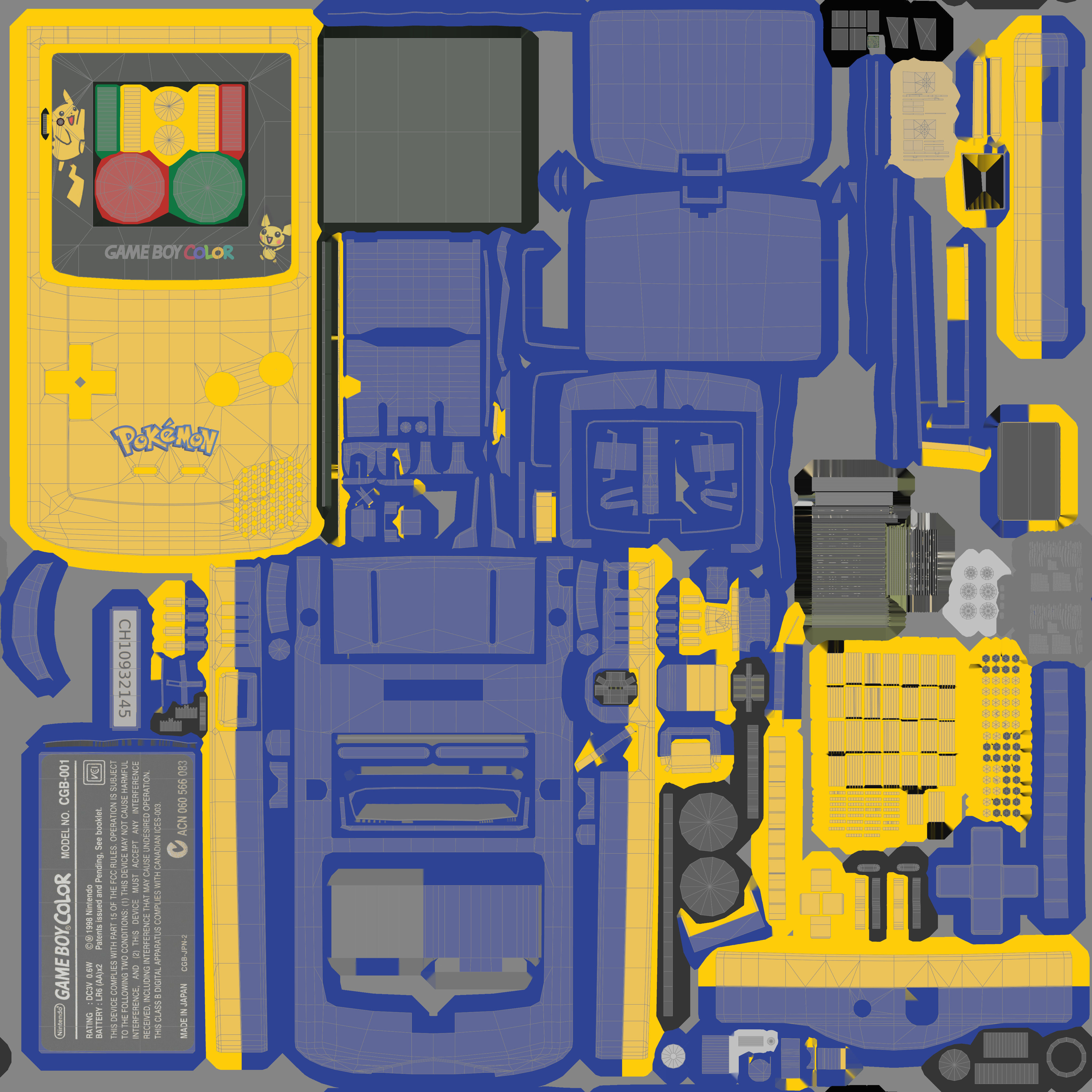 Nintendo Game Boy Color GBC Low-poly 3D model_39