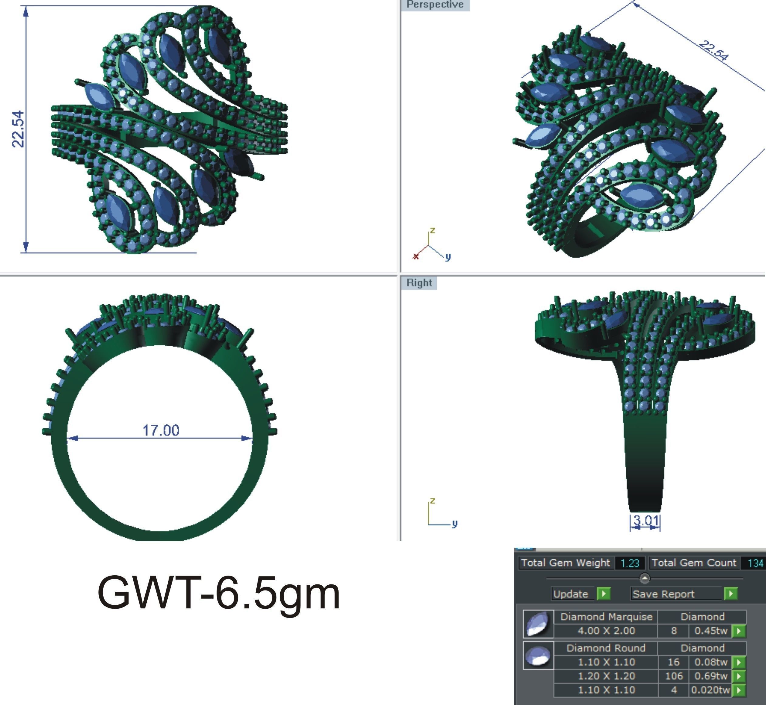 Solitaire Engagement Wedding Women Marquise Diamond Ring 3D print model_16