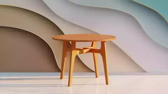 Modern Wooden Table - Clean Low Poly 3D Model