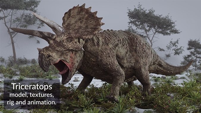 Triceratops model with rig Blender 3D model