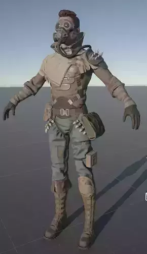 Soldier man in gas mask