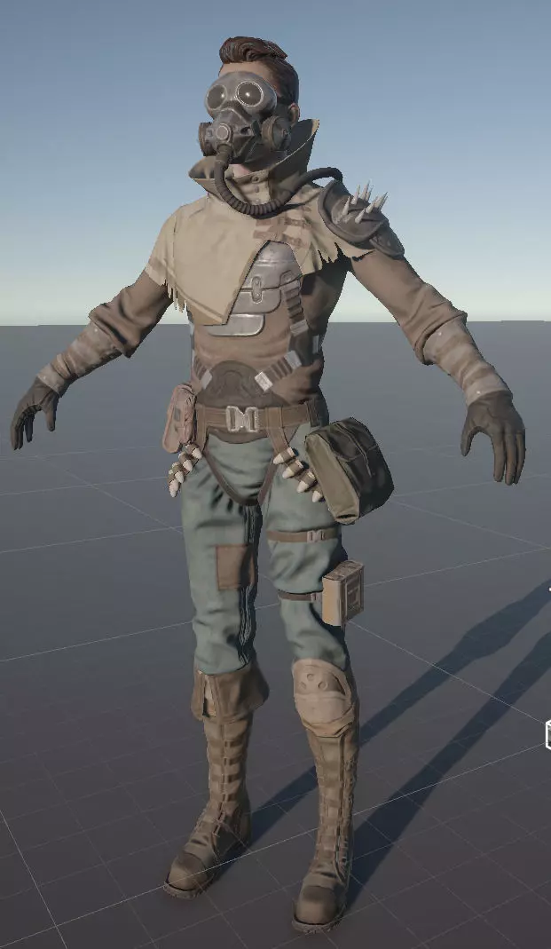 Soldier man in gas mask Low-poly 3D model_0