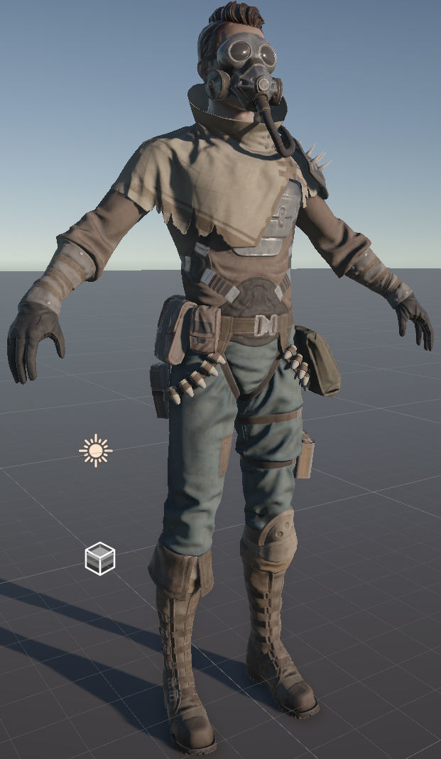 Soldier man in gas mask Low-poly 3D model_2