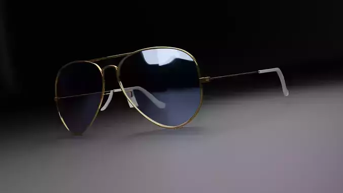 RayBan Aviator Gold sunglasses  3D model