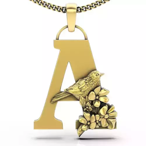 Letter A pendant  silver gold printable jewelry 3D model 3D print model