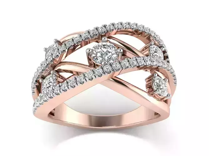 Solitaire Engagement  Bypass Women Ring 3dm STL OBJ FBX Details