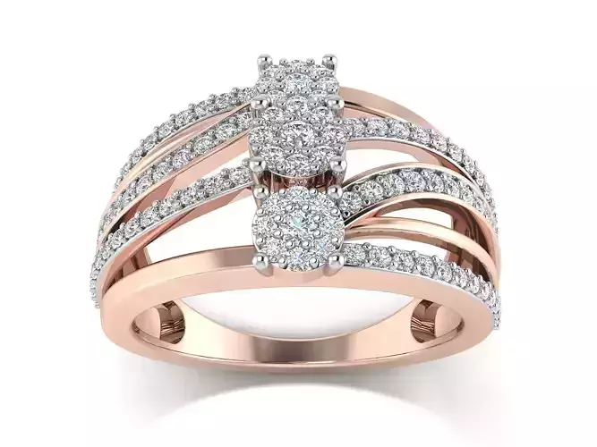 Solitaire Engagement Wedding Women Four Band Ring