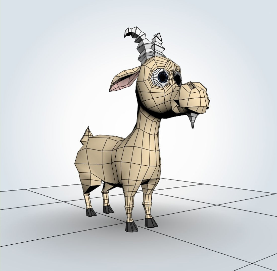 Cartoon Goat 3D model_6