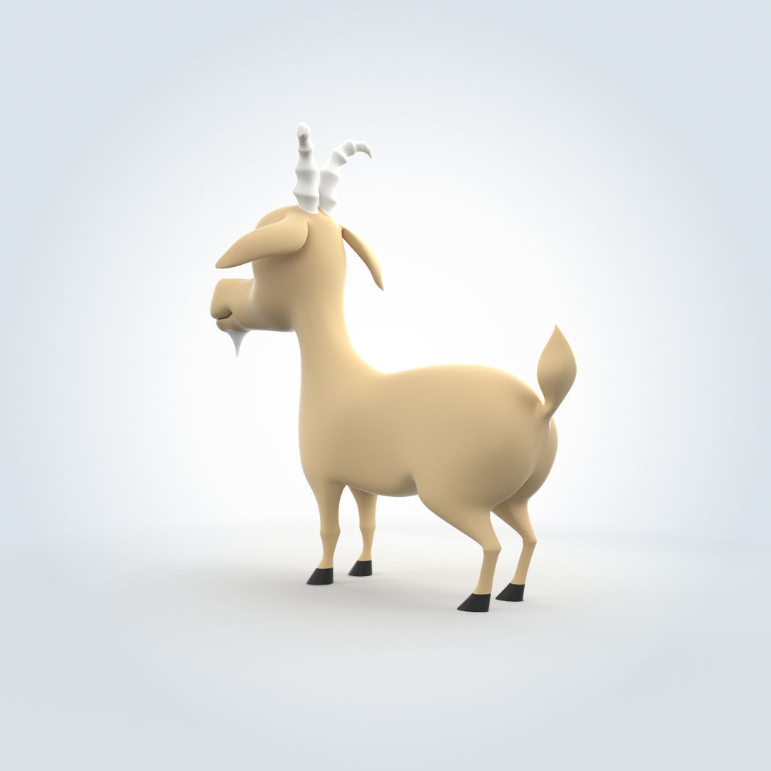 Cartoon Goat 3D model_3